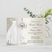 Pretty Wedding Dress Bridal Shower Cream White Invitation (Standing Front)