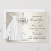 Pretty Wedding Dress Bridal Shower Cream White Invitation (Front)