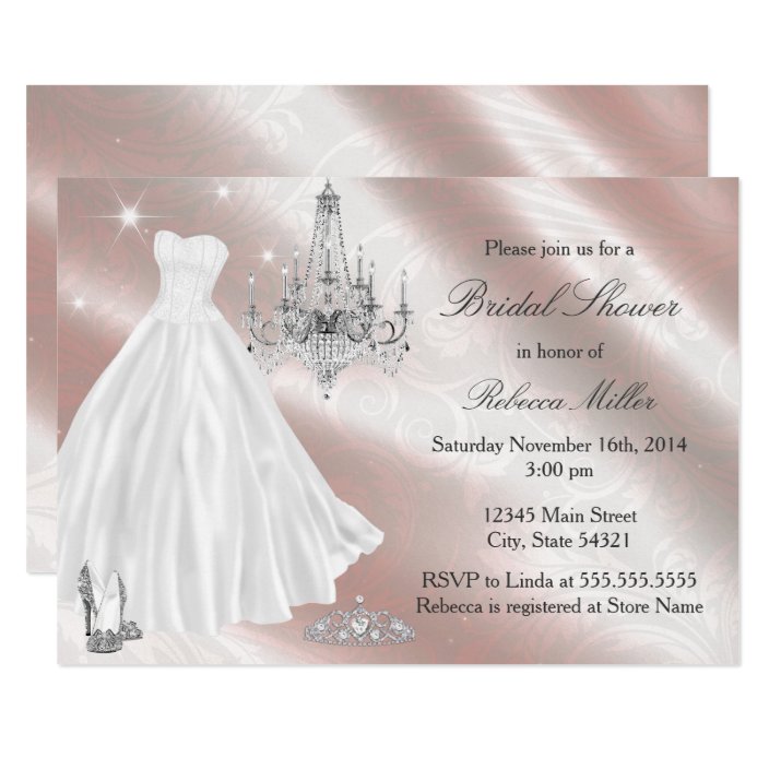 Pretty Wedding Dress Bridal Shower Invite Zazzle Com
