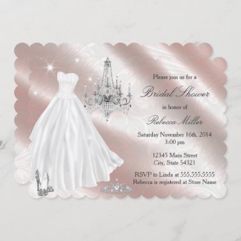 Pretty Wedding Dress Bridal Shower Invite by ExclusiveZazzle at Zazzle