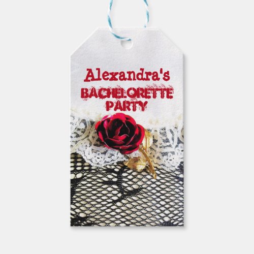 Pretty wedding garter girly bachelorette party gift tags