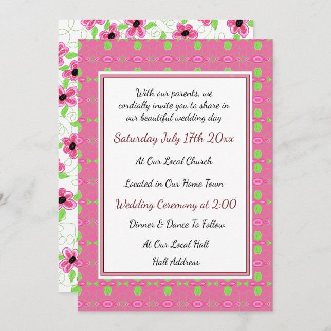 Pretty Wedding Invitation (Front/Back)