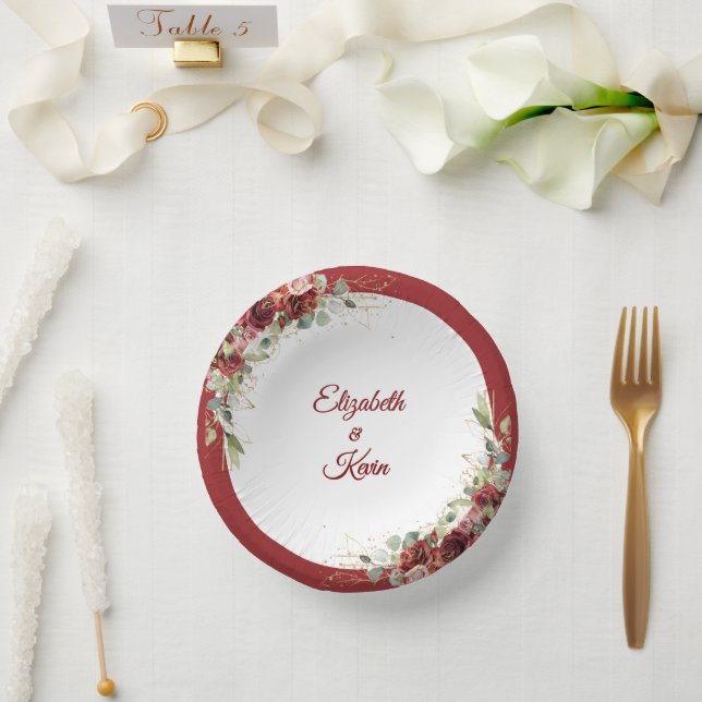 Pretty Wedding Red Rose Paper Bowls (Wedding)