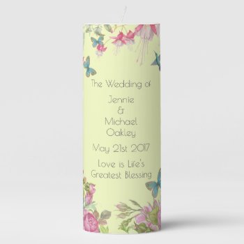Pretty Wedding Table Centre Piece Custom Color Pillar Candle by funny_tshirt at Zazzle
