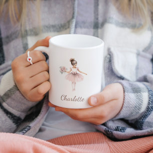 Pretty Whimsical Ballerina Floral Kid Name Coffee Mug