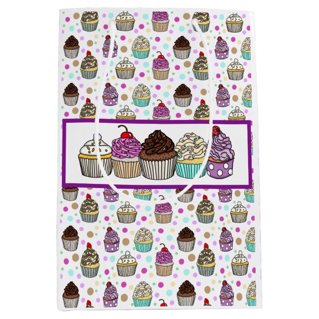Pretty Whimsical Cupcakes   Medium Gift Bag (Front)
