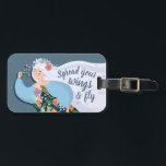 Pretty Whimsical Flower Lady Travel Quote Luggage Tag<br><div class="desc">Cute personalised luggage tag with flower girl and quote "Spread your wings and fly"</div>