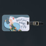 Pretty Whimsical Flower Lady Travel Quote Luggage Tag<br><div class="desc">Cute personalised luggage tag with flower girl and quote "Spread your wings and fly"</div>