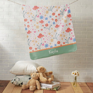 Pretty Whimsical Flower Pattern Baby Inspirivity Blanket