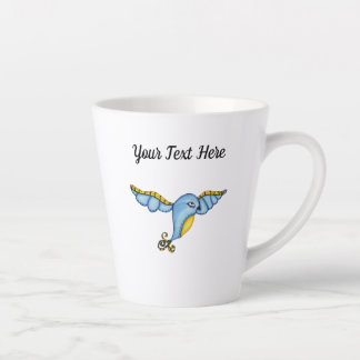 Pretty Whimsical Flying bluebird Scrolled Tail Latte Mug