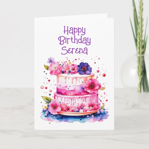 Pretty Whimsical Personalized Girls Birthday Card