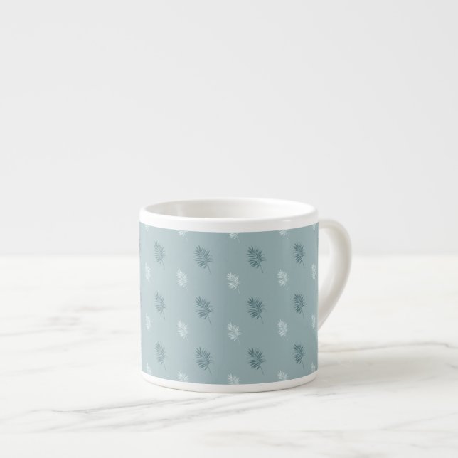 Pretty White and Blue and Leaves Espresso Cup (Front Right)
