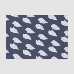 Pretty White Angel Wings & Navy Tissue Paper