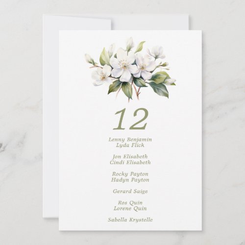 Pretty white apple blossom wedding seating chart invitation