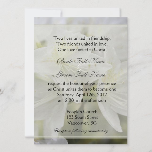 Pretty white azalea flowers Christian wedding Invitation (Front)