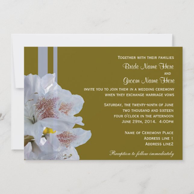 Pretty white azalea flowers wedding invitations (Front)