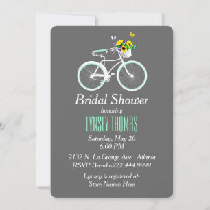 Pretty White Bicycle Bridal Shower Invitation