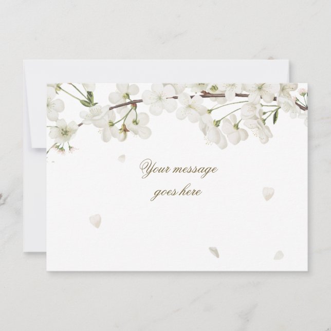 Pretty White Blossom Add Your Message Thank You Card (Front)