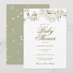 Pretty White Blossom Baby Shower / Sprinkle Invitation