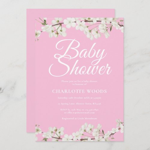 Pretty White Blossom Baby Shower  Sprinkle Invitation