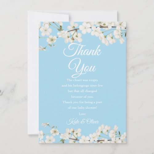 Pretty White Blossom Baby Shower Thank You Poem