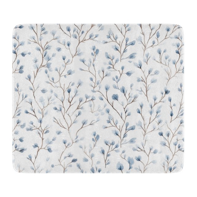 Pretty White Blue Floral Bridal Shower Cutting Board (Front)