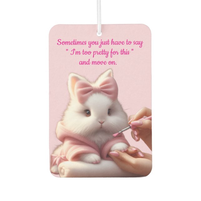 Pretty White Bunny Air Freshener (Front)