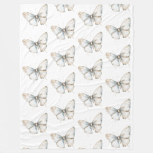Pretty White Butterfly   Fleece Blanket