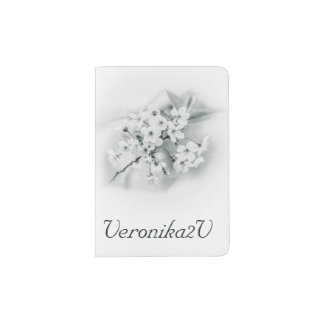 Pretty White Cherry Blossoms. Text Template Passport Holder