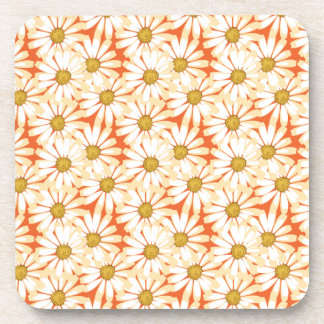 Pretty White Daisies Floral Pattern Drink Coaster