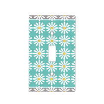 Pretty white daisies on bluegreen and grey light switch cover