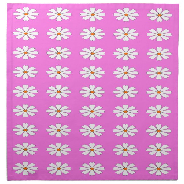 Pretty white daisies pattern cloth napkin (Front)