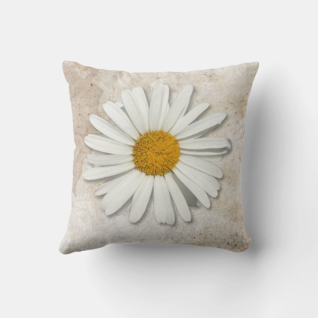 Pretty White Daisy Flower Blossom - Floral Fashion Throw Pillow (Back)