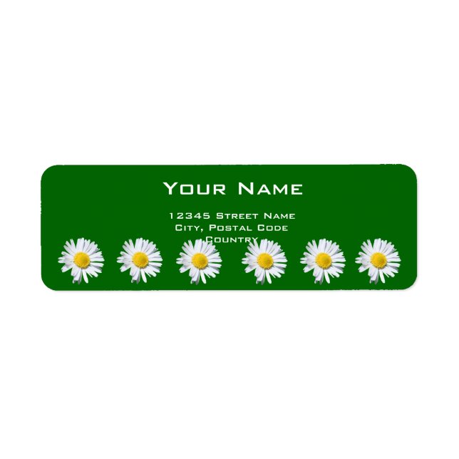 pretty white daisy flowers address label (Front)