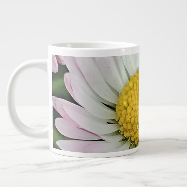 Pretty white daisy giant coffee mug (Left)
