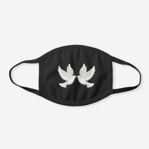 Pretty White Doves Black Cotton Face Mask