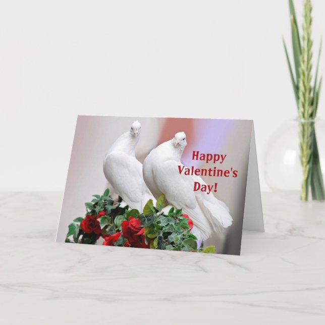 Pretty White Doves Valentine's Day Folded Holiday Card (Front)