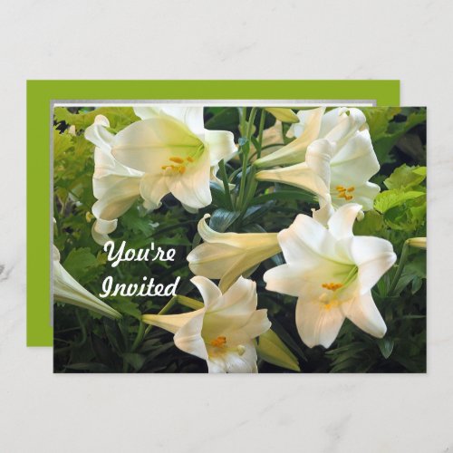 Pretty White Easter Lilies Floral Photo Birthday Invitation