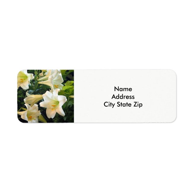 Pretty White Easter Lilies Floral Photo Label (Front)