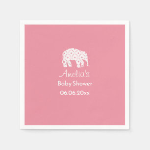 Pretty White Elephant Personalized Baby Shower  Napkins