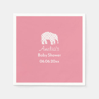Pretty White Elephant Personalized Baby Shower  Napkins