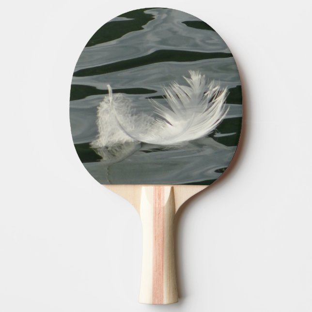 Pretty white feather ping pong paddle (Front)