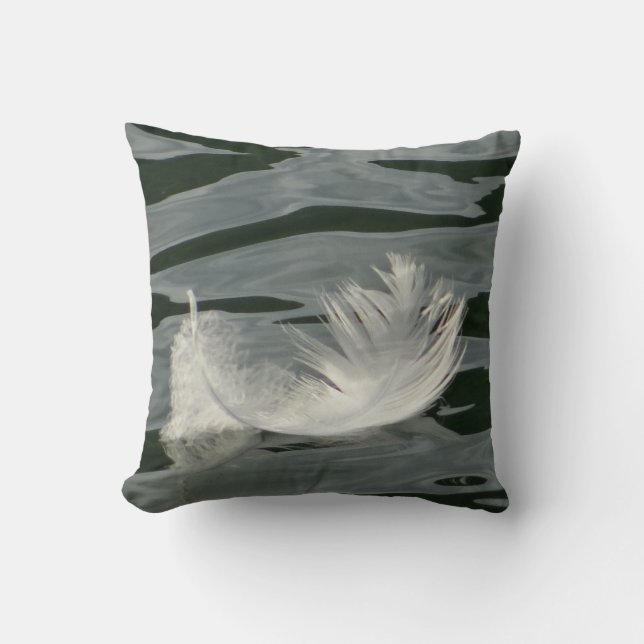 Pretty white feather throw pillow (Front)