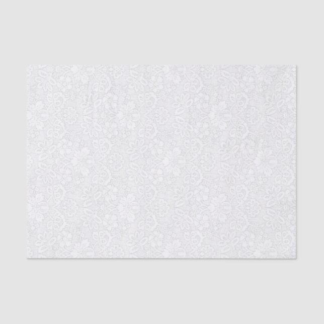 Pretty White Floral Damask Tissue Paper (Front)
