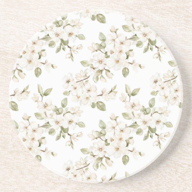 Pretty White Flowers Coaster (Front)
