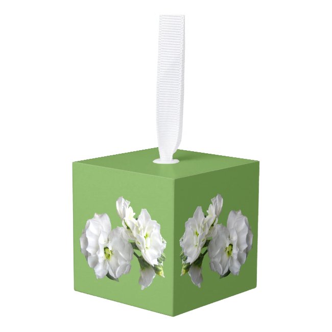 Pretty White Flowers Floral Cube Ornament