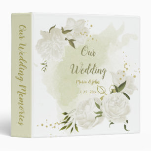 pretty white flowers green leaves photo album 3 ring binder