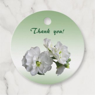 Pretty White Flowers Thank You Floral Favor Tags