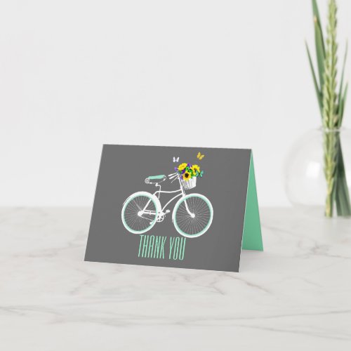 Pretty White Girly Bicycle Thank You Note Card