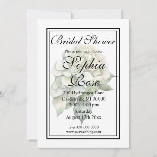 Pretty white green watercolor floral bridal shower invitation